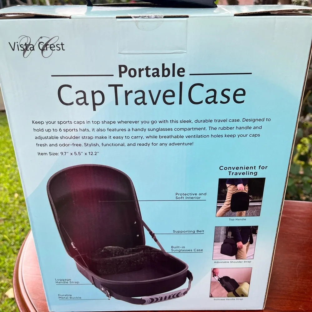 Portable Cap Travel Case - Black (Holds Up to 6 Caps)
